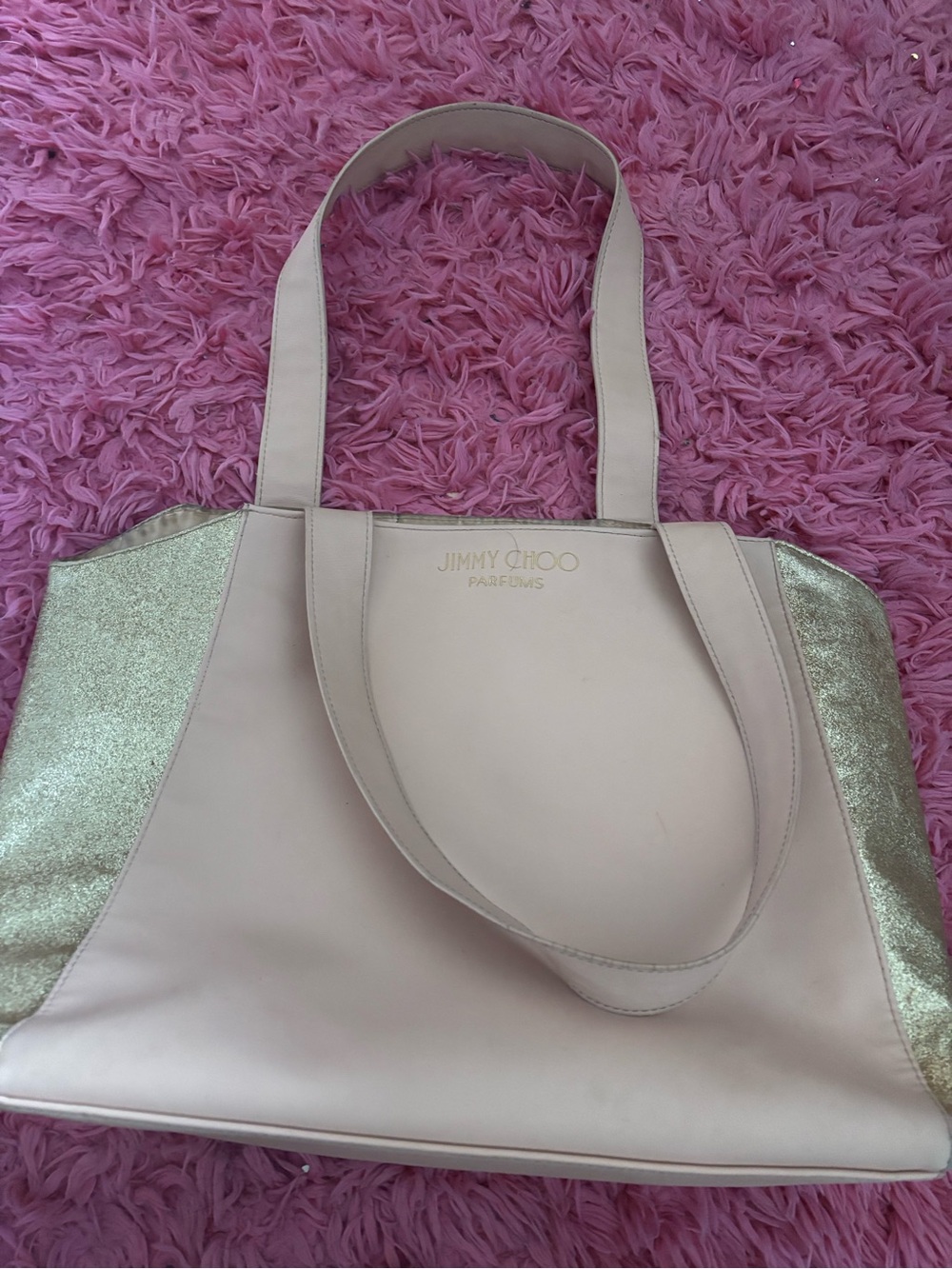Jimmy Choo Blush Pink and Gold Tote